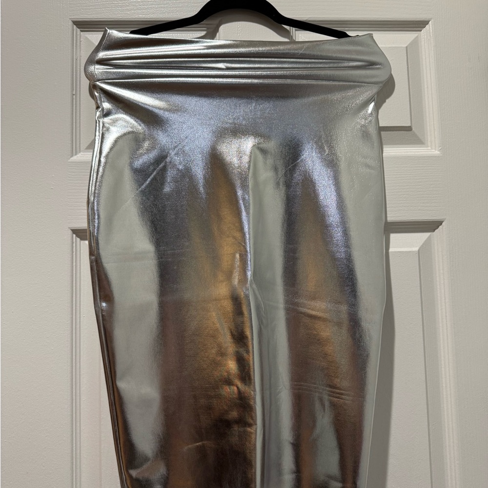 Topshop Silver Metallic Mini Skirt